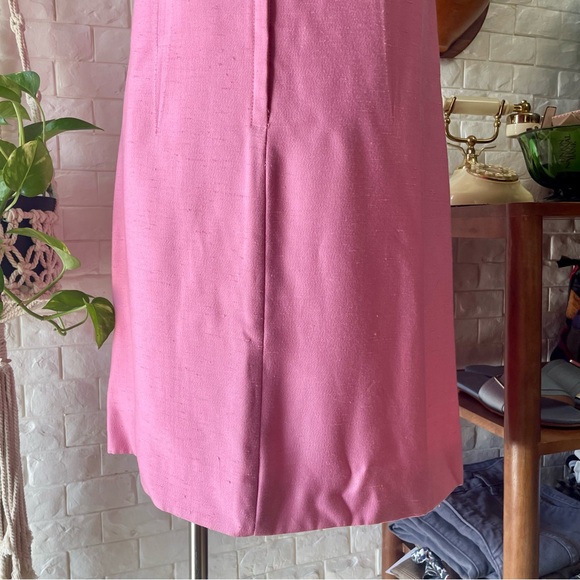 Vintage 1950s 1960s Mod Bubble Gum Pink Mini Shift Dress Embellished Collar - Picture 10 of 13